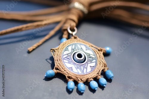 close-up of traditional greek blue eye amulet mati photo