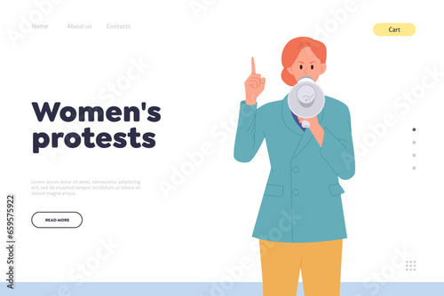 Women protest landing page, online service website offering space for digital strike and rally