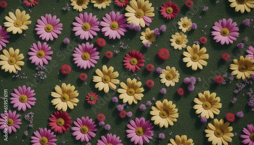 top view meadow of Flower  Floral Wallpaper.