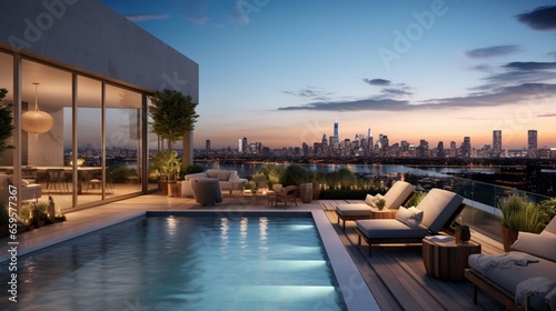 A rooftop oasis crowned by an infinity pool  offering sweeping city vistas.