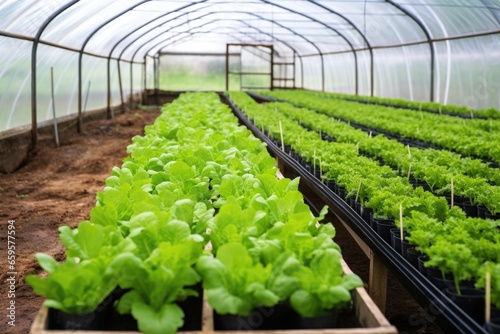 close-up of freshly grown vegetables inside a greenhouse