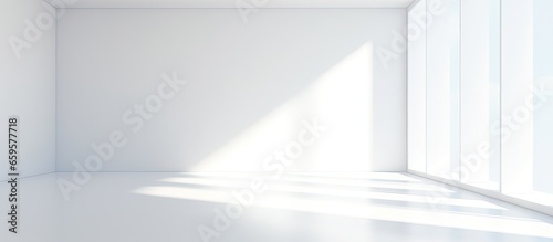 illustration of a white room with sunlight coming in from a window lacking textures and filled with abstract architecture