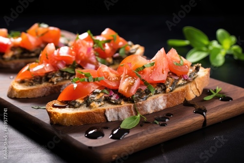 anchovy bruschetta with olive oil drizzle