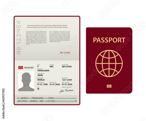 Passport Template. International ID. Travel Document. Vector Illustration