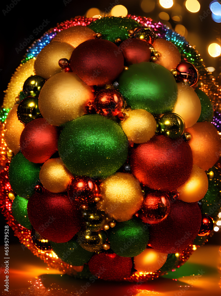 Cozy cinematic Christmas ball with warm lighting. Cozy cinematic Christmas ball with warm lighting.