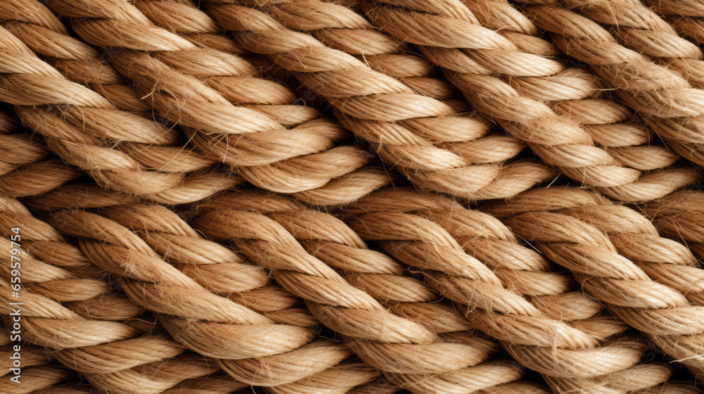 A knotted, twine-like background of a jute rope