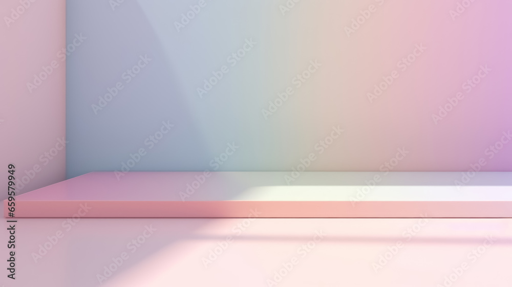 Light pink and blue background with podium for product, business presentation, mockup template abstraction, backdrop Light pink and blue background with podium for product, business presentation, mockup template abstraction, backdrop