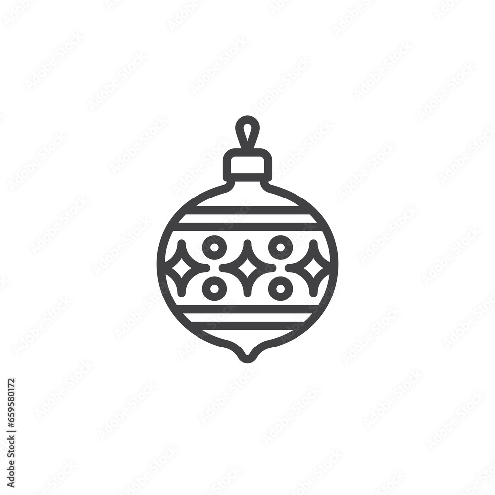 Christmas ball, with ornament line icon Christmas ball, with ornament line icon