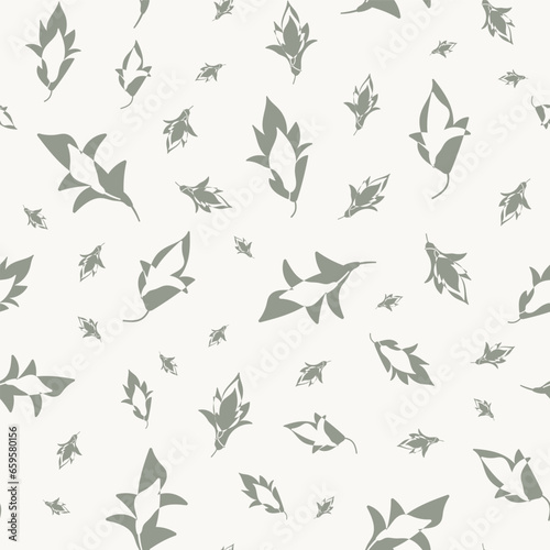 Abstract modern style leaf seamless vector pattern background. Textural blended leaves backdrop. Neutral ecru beige tossed design. Nature foliage fall repeat for autumn, winter. Scattered mix. © Gaianami  Design