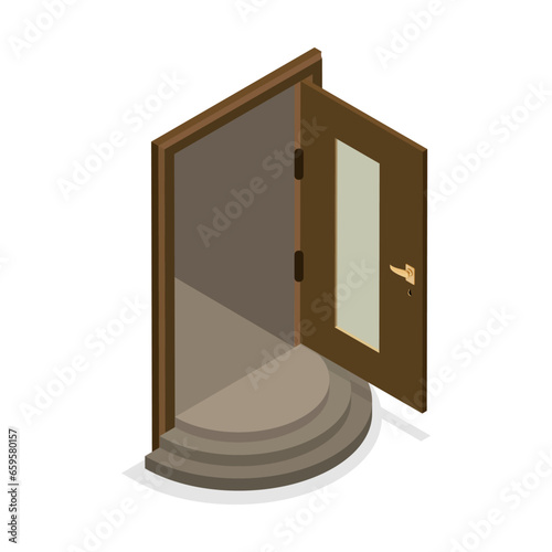 3D Isometric Flat Vector Set of Doors, Exterior Elements. Item 2