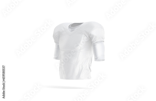 Blank white american football jersey mockup, side view