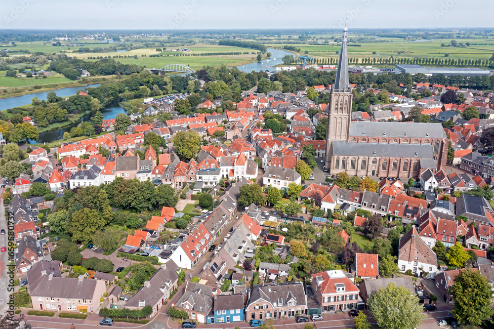 Aerial from the historical city Doesburg in the Netherlands
