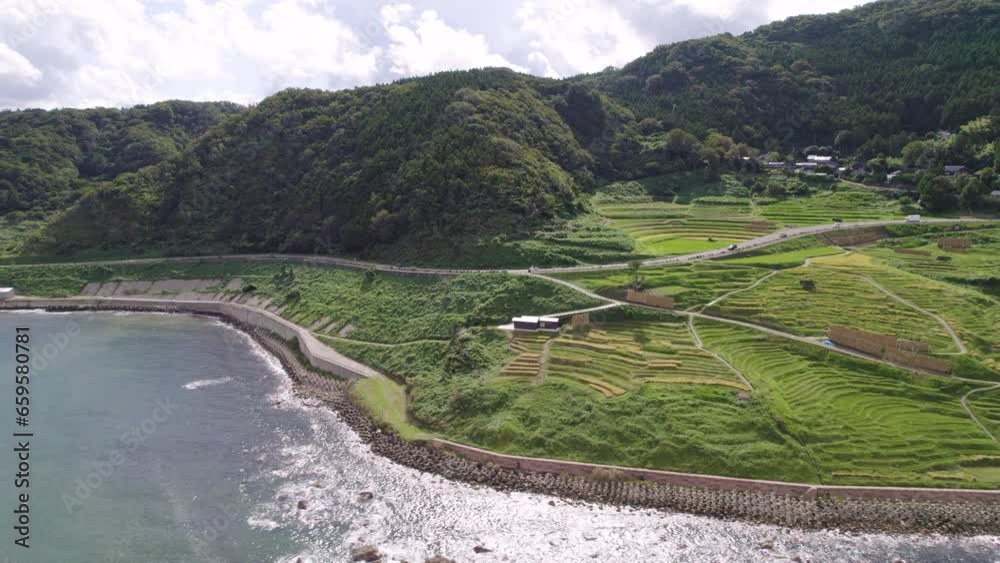 白米千枚田のドローン空撮　石川県輪島市白米町（2023.09撮影）