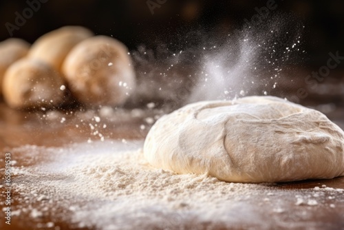 freshly kneaded dough on a flour-sprinkled surface