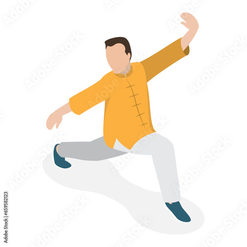 3D Isometric Flat Vector Set of Tai Chi, Healthy Lifestyle. Item 2