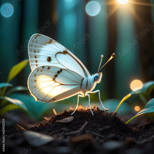 Butterfly perched on a flower in forest