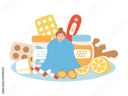 Cold flu treatment concept