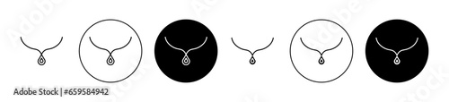 Necklace web icon set. Woman pearl pendant vector sign. Jewelry chain for UI designs.