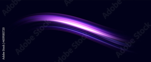 Neon speed lines. Dynamic light motion traces. Light trace wave, trace line.