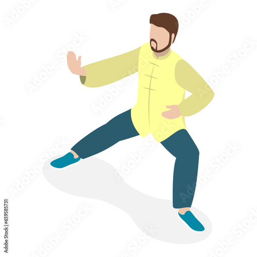3D Isometric Flat Vector Set of Tai Chi, Healthy Lifestyle. Item 1