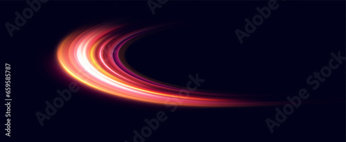 Neon speed lines. Dynamic light motion traces. Light trace wave, trace line.
