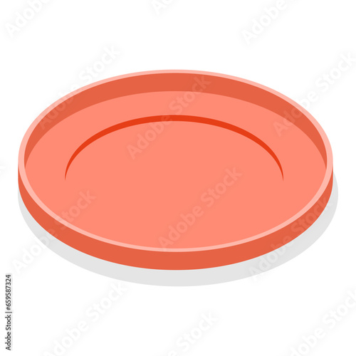 3D Isometric Flat Vector Set of Empty Serving Trays, Using in Restaurants and Domestic Kitchen. Item 3