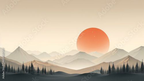 Simple Geometric Landscape with Muted Colors