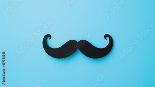 Fotografia Black moustache on blue background with copy space