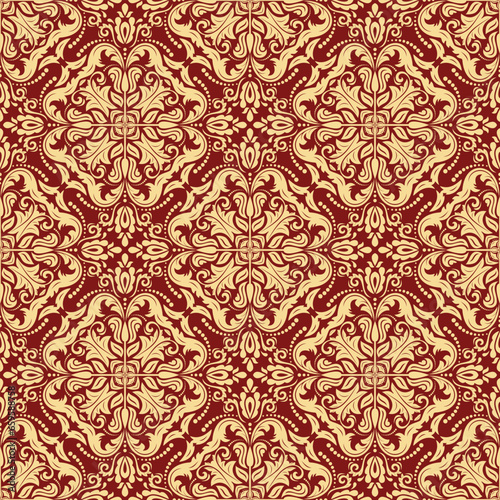 Orient vector classic pattern. Seamless abstract background with vintage elements. Orient pattern. Ornament red and golden wallpaper