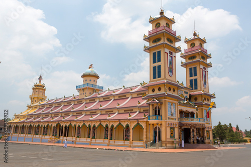Vietnam Tay Ninh Cao Dai Temple on a cloudy spring day