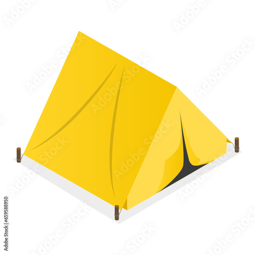 3D Isometric Flat Vector Set of Camping Equipments  Base Camp Gear and Accessories. Item 3