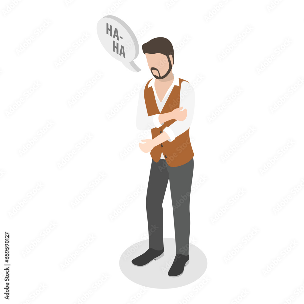 3D Isometric Flat Vector Illustration of Joke, Laughing People. Item 1 3D Isometric Flat Vector Illustration of Joke, Laughing People. Item 1