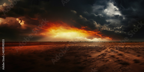 Dramatic clouds before storm in a desert  photo