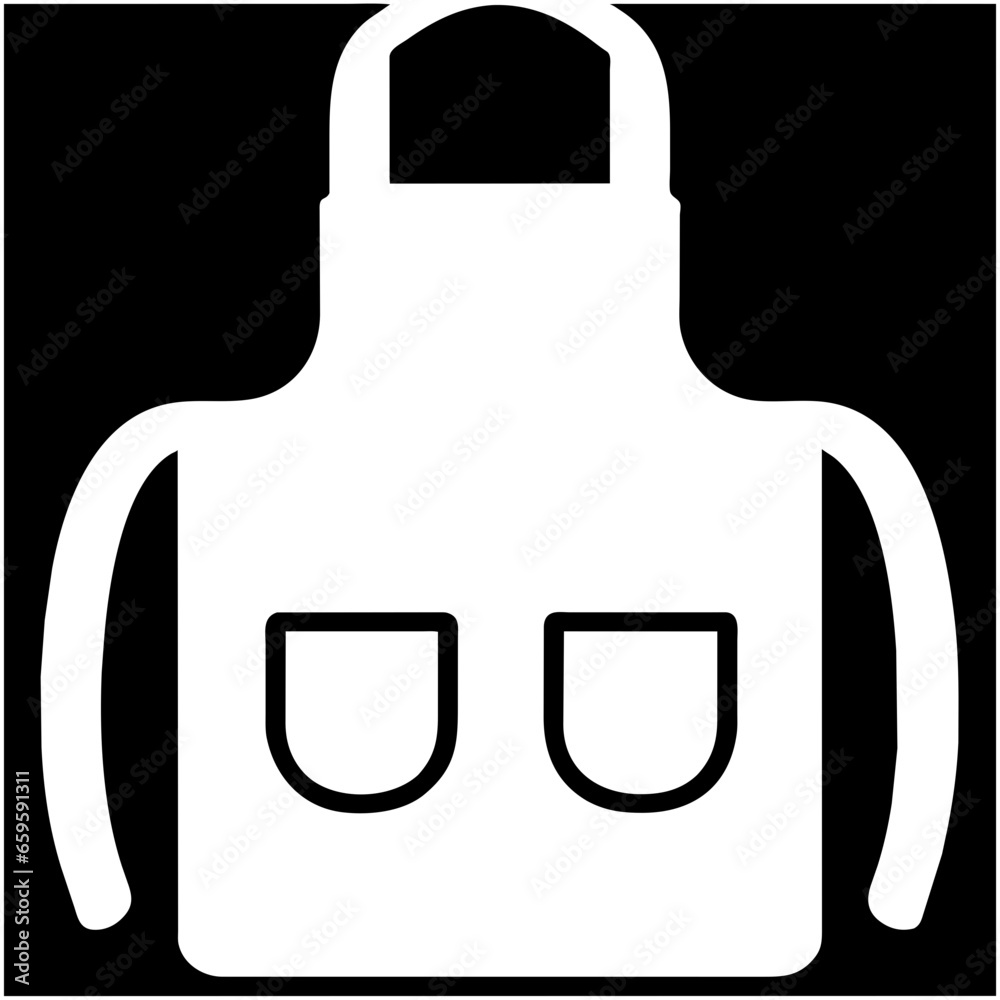Apron black and white vector icon. Kitchen apron icon. Generative AI Apron black and white vector icon. Kitchen apron icon. Generative AI