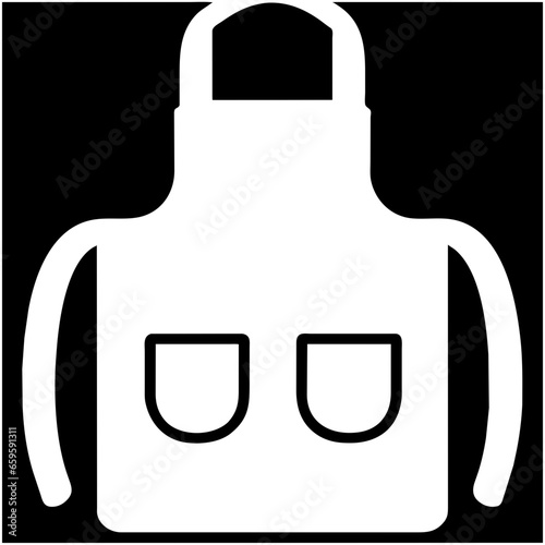 Apron black and white vector icon. Kitchen apron icon. Generative AI