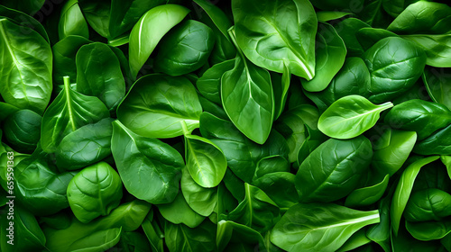 Spinach leaves background. Generative AI. photo