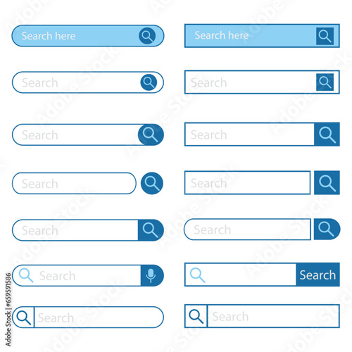 Search bar element icon set. Search bar for UI interface. 