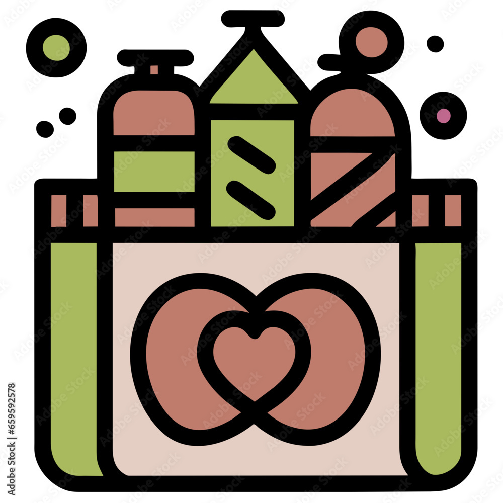 Picnic basket icon, Summer related vector illustration on white background. AI generated Picnic basket icon, Summer related vector illustration on white background. AI generated