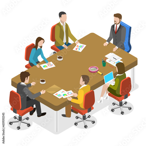 3D Isometric Flat Vector Illustration of Negotiation , Disagreement Resolution. Item 1