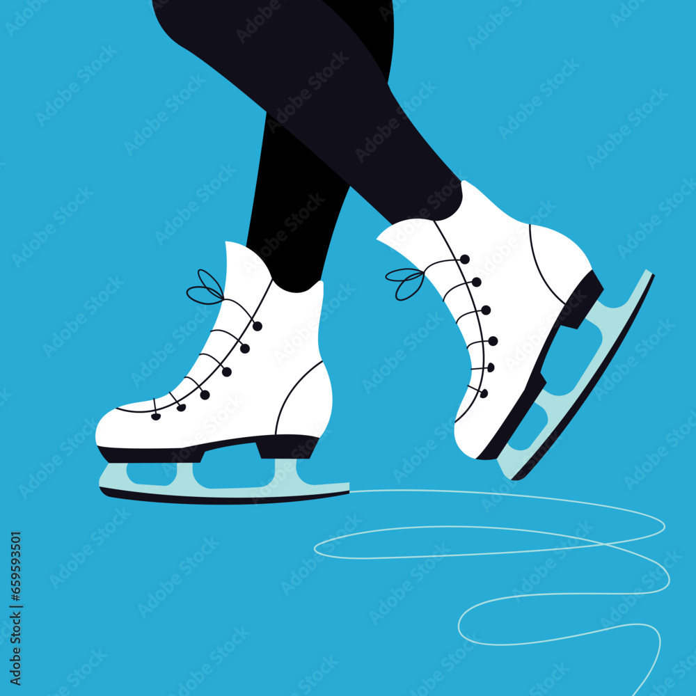 Ταπετσαρία Elegant lady legs in ice skating shoes.