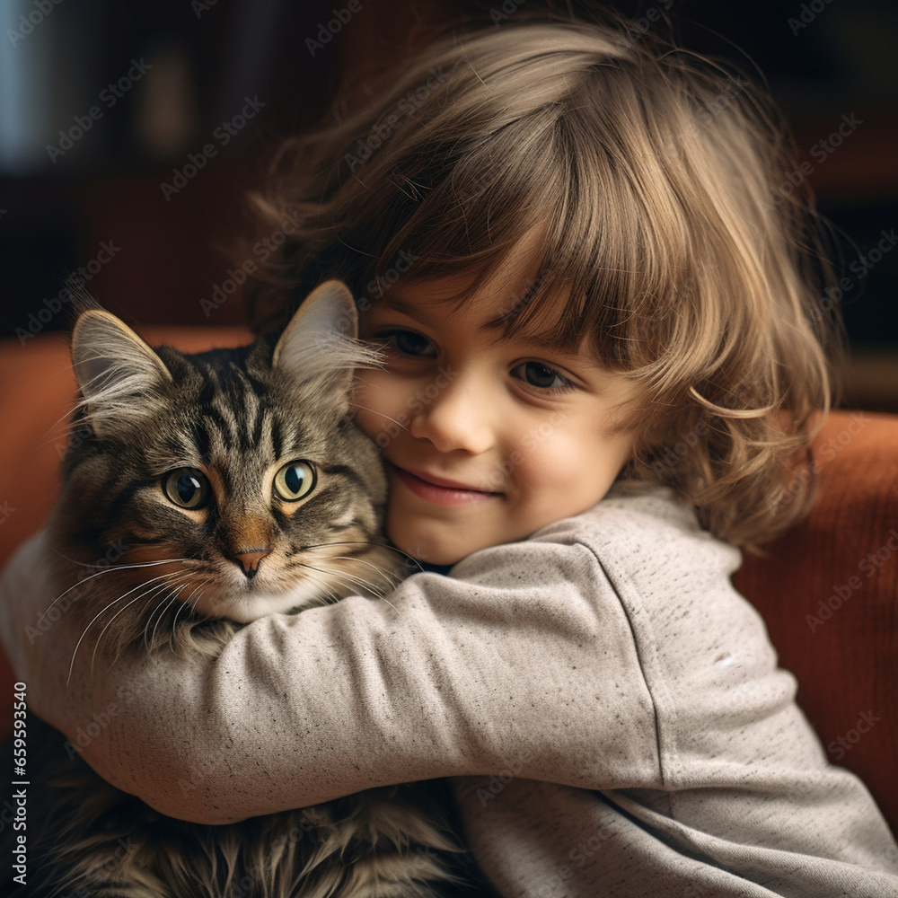 Children and cats