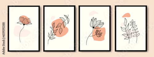 Minimalist collection modern abstract leaves tropical botanical bohemian style, poster, print, wall, decor, boho