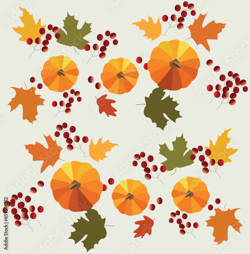 illustration of a set of autumn elements, pumpkin Background 