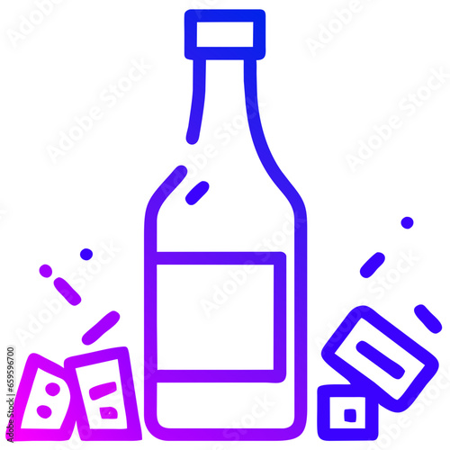 bottle of wine and ice cubes icon, alcohol related vector illustration Generative AI photo