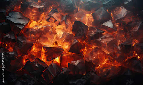 Close-up of burning lump coal as an abstract background.