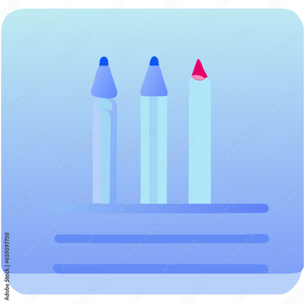 Set of crayons on blue background. Vector illustration in flat style. Generative AI Set of crayons on blue background. Vector illustration in flat style. Generative AI