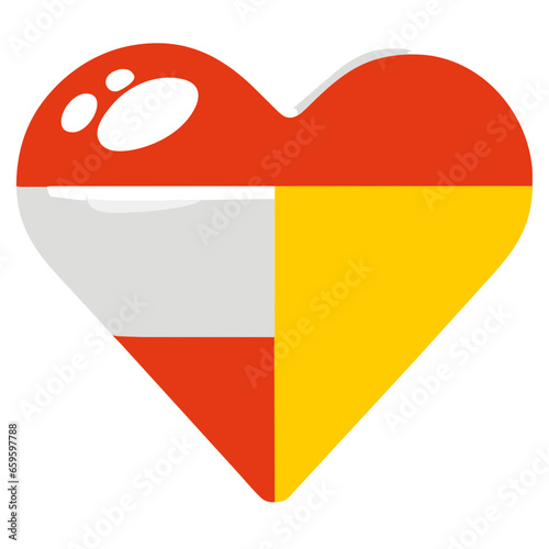 Illustration of the flag of Austria in the form of a heart Generative AI
