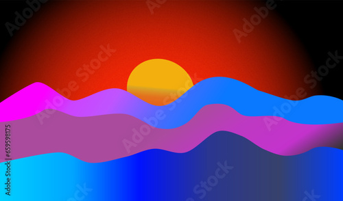 Wallpaper for desktop  imaginative sea waves and dramatic sunset.