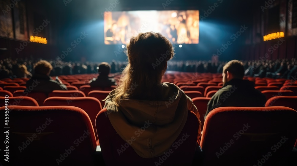 People in movie theater, Cinema, Rear view. People in movie theater, Cinema, Rear view.