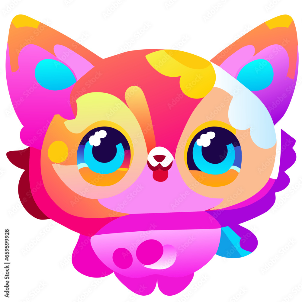 Cute cat with blue eyes and pink cheeks. Vector illustration. generative AI